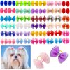 Senniea 60PCS Pet Hair Bows, Puppy Dog Bows with Rubber Bands, 20pcs with Drills and 40 pcs Pure Yarn Handmade Pet Hair Grooming Attachments with Rubber Bands (Rubber Bands)