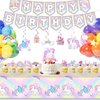 Unicorn Birthday Party Decorations for Girl Purple Pink Unicorn Party Theme Balloon Set, Rainbow Unicorn Balloons with Heart and Star Baby Shower Kids Supplies