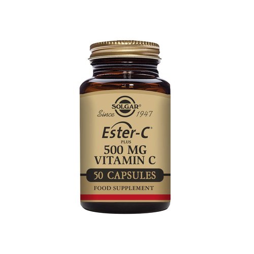 Solgar Ester-C Plus 500 mg Vitamin C (Ascorbate Complex) - 50 Vegetable Capsules - Gentle & Non Acidic - Antioxidant & Immune Support - Non GMO, Vegan, Gluten Free, Kosher - 50 Servings