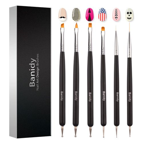Nail Art Brushes for Gel Nail Art Nail Design Brush Tools Dual-Head Pen Painting Set Include Nail...