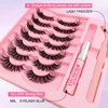 Lashes Kit with Glue and Tweezer Cat-Eye Lashes Flu-ffy 20mm Fox Eye Lashes, Curly Volume Eyelashes Faux Mink Lashes, that Look Like Extensions Lashes Wispy Natural Look 7 Pairs Pack(Kits-XE02)