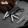 OUTU Keychain Nail Clipper Multitool, 8 in 1 EDC Utility Tool with Nail Clipper, Scissors, Tweezers, Gifts for Him Men Husband Dad Boyfriend (Black)