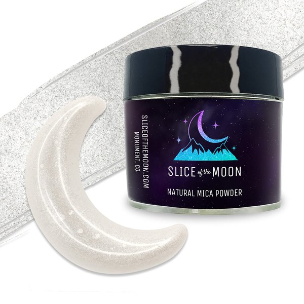 Slice of the Moon | Silvery White Pearl Natural Mineral Mica Powder, 0.88oz (25g) | for Personal or Professional Use - Cosmetics, Epoxy Resin Projects, Nail Polish, Soaps, Bath Bombs, and Art Projects
