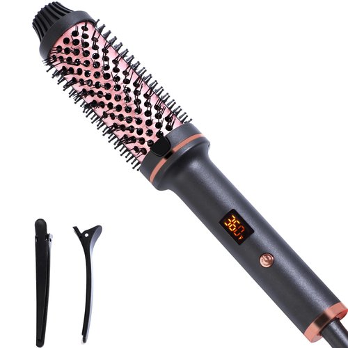 NERNJIM Thermal Brush,1 1/2 inch Heated Round Brush for Blowout Look, 30S Fast Heating,Dual Voltage Thermal Round Brush Get Natural Curls,Multiple Temp Control