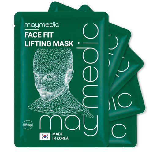 Maymedic Face-Fit Lifting Mask, Green – Contour Enhancing & Hydrating Sheet Mask with Collagen, Hyaluronic Acid, Panthenol, and Allantoin for Firming & Soothing Sensitive Skin (5 Count)
