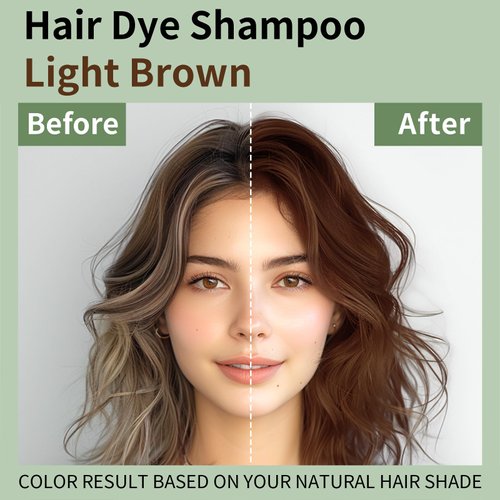 Light Brown Hair Dye Shampoo 3 in 1, Instant Natural Hair Color Shampoo Para Canas Mujer, Semi-Permanent Shampoo Hair Dye, Christmas Gifts for Men Women 16.9 Floz