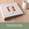 Pearhead Baby Photo Album, Keepsake Book for New and Expecting Parents, Gender-Neutral Baby Accessory, Ideal Gift for Baby Shower, Holds 200 Pictures, Gray and White Polka Dot