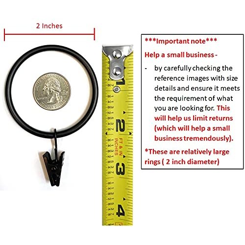 TEJATAN - 2 Inch - Set of 40 - Metal Curtain Rings with Clips and Eyelets - TEJATAN (Also Known as Rings with Curtain Clips/Curtain Clip Rings/Drapery Rings)