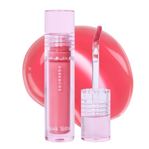 FORENCOS Soak Vegan Lip Tint/Stain, Water Gel Formula, Weightless &amp; Non-sticky Finish, Vivid Colo...
