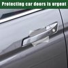 Dickno 4PCS Car Door Handle Sticker, Non-Marking Carbon Fiber Auto Door Handle Protective Films, Anti-Scratch Automotive Door Cup Protector, Universal Car Accessories (Transparent)
