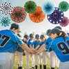 Outus Hanging Paper Fans Classroom Decorations Themed Ceiling Wall Garland for Birthday Wedding Baby Shower Classroom Bulletin Board Decor(9,Sports)
