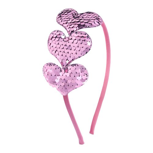 BELSITA Heart Headband Sequins Heart Hair Hoop Valentine’s Day Pink Heart Head Bands Princess Dre...