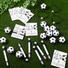 Equsion 80 Pcs Soccer Team Gifts Set Bracelets Soccer Ball Ballpoint Pens Foam Soccer Stress Balls Kick Up Soccer Cards Adjustable Soccer Bracelets for Sports Christmas Reward Birthday Party Supplies