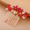 Teyglen Women's Dainty Silver Gold Rhinestones Hair Comb - Luxurious Hair Accessories with Shiny Red Blue Rhinestones, Bridal Side Hair Combs for Women Bride Girls (Gold, Red)