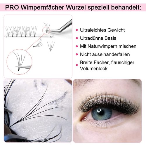 Premade Volume Eyelash Extensions 4D-D-0.10-9 Short Stem Premade Fans Eyelash Extensions 9 to 20 mm Volume Lash Extensions .07 .10 Pre made Lash Fans C D Curl (4D-D-0.10,9mm)