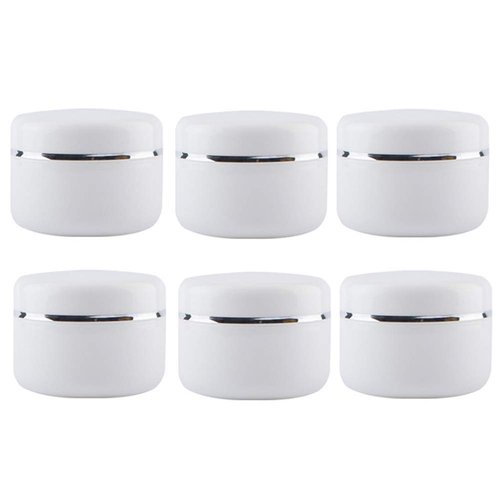 6 Pack 3.4oz/100g Empty Plastic Clear Round Jars Bottles With Inner Liners and Screw Lid Refillable Make-up Cosmetic Jars Face Cream Lip Balm Lotion Storage Container