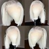 Byluxurious 60# Grey Platinum Blonde Wig Human Hair for White Pre Plucked HD Transparent Short Bob Wigs Human Hair Silver Ash White Lace front Wig For Women T Part Brazilian Hair 14 Inch 150 Density
