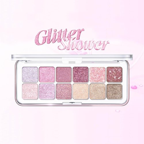 GHFCZOO 12-Color Pink Rose Red Glitter Eyeshadow Palette – Versatile Day-to-Night Looks, Blendable, Long-Lasting, Highly Pigmented Light & Glitter Shades