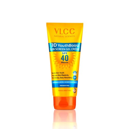 VLCC Natural SPF 40 & PA+++ Sunscreen Gel Crème | Provides Broad Spectrum Protection | Helps Enhance Youthfulness | Non Greasy | Suits All Skin Types | 3.53 Oz/100 g