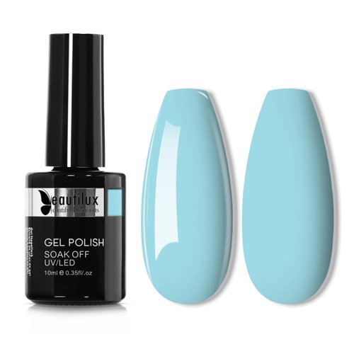 beautilux Light Blue Gel Nail Polish, 1Pcs Baby Blue Gel Nail Polish High Gloss Soak Off UV Nail ...