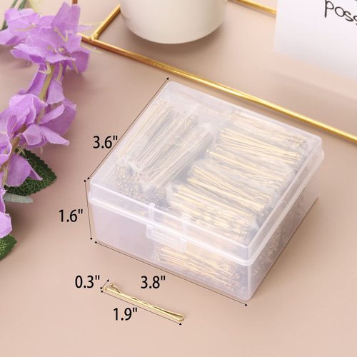 Tbestmax 800 Pcs Hair Bobby Pins, 2 Inch Gold Hairpins with Box for Women Lady Girls Kids, Invisible Wave Hairgrip Barrette Hair Clip Bulk Hair Accessories