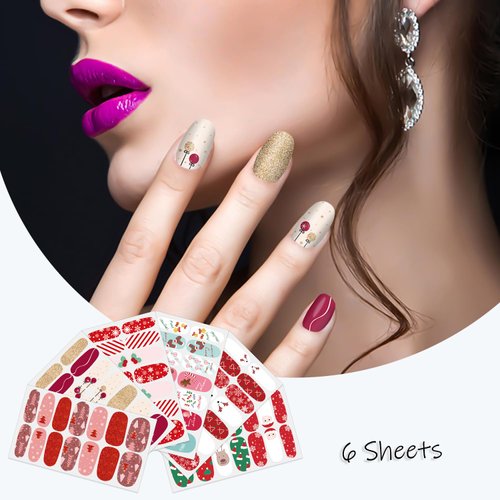 SILPECWEE 6 Sheets 4th of July Nail Wraps Independence Day Nail Polish Stickers for Women Patriotic American Nail Polish Strips Self Adhesive Manicure Design with Nail File