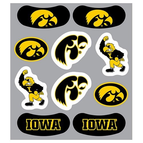 U of Iowa – Waterless Peel & Stick Temporary Tattoos – 10-Piece Combo – 6 Spirit Tattoos & 4 Eye Strips