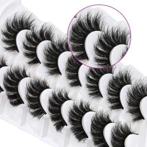 Losha False Lashes Super Fluffy Faux Mink Eyelashes Dramatic Long and Full Fake Eyelashes 7 Pairs Pack Volume Lashes