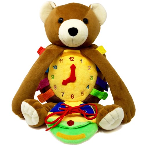 Buckle Toy Bear Backpack - Toddler Backpack & Stuffed Animal Learning Activity - Develops Fine Motor & Basic Life Skills - Soft Plush Kids Travel Toy - Billy Bear