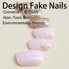 Christmas Press on Nails Square Short Fake Nails Pink False Nails With Snowflake Designs Glitter Full Cover Stick on Nails Acrylic Xmas Winter Artificial Nails Glue on Nails for Women 24Pcs