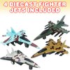 ArtCreativity United Sates Air Force Diecast Fighter Jet Toy, Set of 4, Pullback Mechanism Metal Jet Plane Fighter Toys for Boys, Air Force Military Cake Decorations, Pull Back Airplane Party Favor