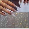 Gold Nail Art Stickers 3D Metal Silver Fish Bone Nail Decals Holographic Stripe Line Graffiti Design Champagne Gold Irregular Geometry Bronzing Nail Supplies Manicure French Nail Art Decoration 6 Pcs