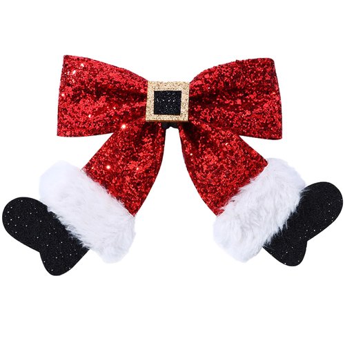 Christmas Hair Bow Clip Red - Sparkly Sequin Big Bow Christmas Stocking Hair Clip Glitter Bows Alligator Hairpin Barrettes Christmas Hair Accessories for Girls Women Xmas Party Gifts