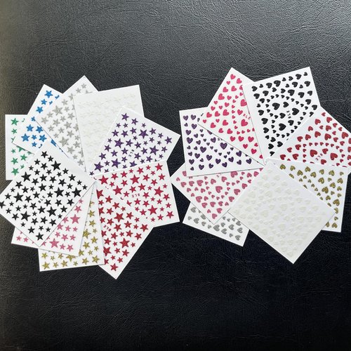18 Sheets Star Nail Stickers Star Nail Decals Design Nail Supplies 3D Self-Adhesive Nail Colorful Slider Stars Love Stickers Glitter Decoration Heart Nail Stickers Decals for Women Girls Manicure