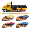 Flatbed Truck Toy Rescue Tow Truck Transport Trailer Car Carrier Metal Diecast Pull Back Vehicles 2 in 1 Vehicle Playset Toy Trucks for Boys Kids Toddlers Birthday Gifts for Age 3 4 5 6, Yellow