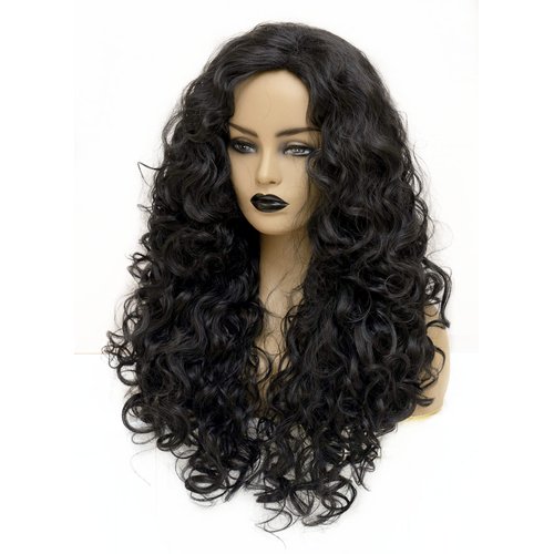 Gerulyss 28 Inches Long Wavy Wigs for Women Black Natural Curly Synthetic Wig Fluffy Costume Wig