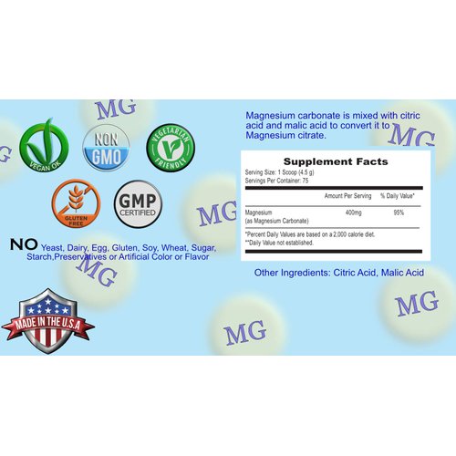 Magnesium Supreme (Original Plain Unflavored) Better Sleep, Relaxation Natural Magnesium Supplement, Non-GMO, Gluten Free, Vegan Formula. 12oz 75 Servings