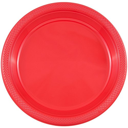 JAM PAPER Round Plastic Party Plates - Medium - 9 inch - Red - 20/Pack
