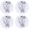 Skylety 4 Pieces 1:12 Scale Miniature Dollhouse Plates and 12 Pieces Spoons Knives Forks Metal Tableware Kitchen Accessories Miniatures Porcelain Plate Set Dollhouse Decoration