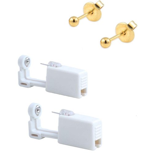 2 Pack Ear Piercing Gun Earring Disposable Ear Stud Gun Sterile No Pain Ear Piercing Gun (Dark Orage)