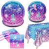 Mermaid Birthday Decorations - 81Pcs Mermaid Party Supplies Including Mermaid Plates and Napkins, Mermaid Tablecloth, Pink Forks for Kids Under the Sea Mermaid Birthday Party Supplies, Serves 20