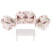 Dollhouse Furniture Set 3 Pcs 1:12 Dollhouse Miniature Wooden Sofa Cushions Armchair Pillow Kit Dolls House Furniture Couch with 1 Pc Dollhouse Teatable Coffee Table (A)