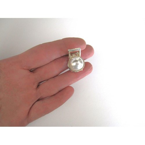 Generic Small mini lite gold metal hair claw clip with faux pearls and crystals