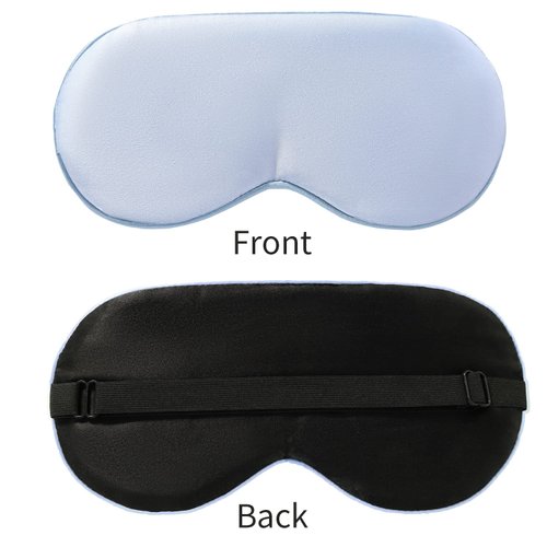 2-Pack 100% Real Natural Silk Eye Mask, Silk Sleeping Mask, Shade Puffy Eye Gift with Adjustable Straps, Sleep Eye Mask, SHJINJU Eye Mask Shade (Black and Light Blue)