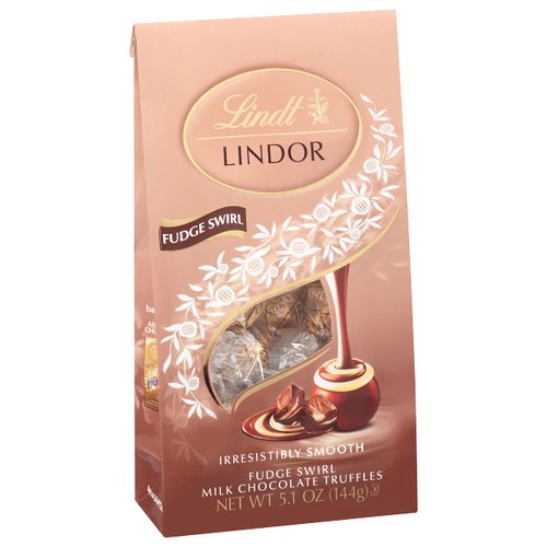 Lindt LINDOR Fudge Swirl Milk Chocolate Truffles, Milk Chocolate Candy with Smooth, Melting Truffle Center, Great for gift giving, 5.1 oz. Bag (6 Pack)