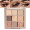9Colors Rose Gold Black Brown Gold Matte Makeup Eyeshadow Palette,Nude Glitter Shiny Shimmer Smokey Eye Shadow Palette Highly Pigmented Long Lasting Waterproof Naturing-Looking Travel Size Gift Kit