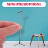 LUOZZY 2 Sets Miniature Musical Instruments Mini Electric Guitar and Fake Microphone Set 1/12 Scale Dollhouse Accessories