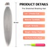ADIASAI Braiding Hair Pre Stretched 16 Inch 3 Packs, Grey Pre stretched Braiding Hair for Professional Braiding Hair Extensions, Hot Water Setting Yaki Texture Synthetic Hair