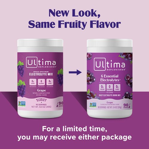 Ultima Replenisher Daily Electrolyte Drink Mix – Grape, 90 Servings – Hydration Powder with 6 Key Electrolytes & Trace Minerals – Keto Friendly, Vegan, Non- GMO & Sugar-Free Electrolyte Powder