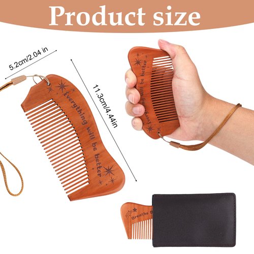Labor Comb Set, Wooden Engraved Birthing Comb Childbirth Hair Comb with Storage Bag & Lanyard Birth Essentials for First Time Moms Pregnancy Pregnant Women Gift
